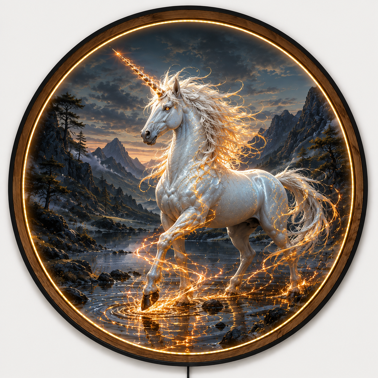 Moonfire Unicorn LED Wall Art – Mystical White Horse Fantasy Decor