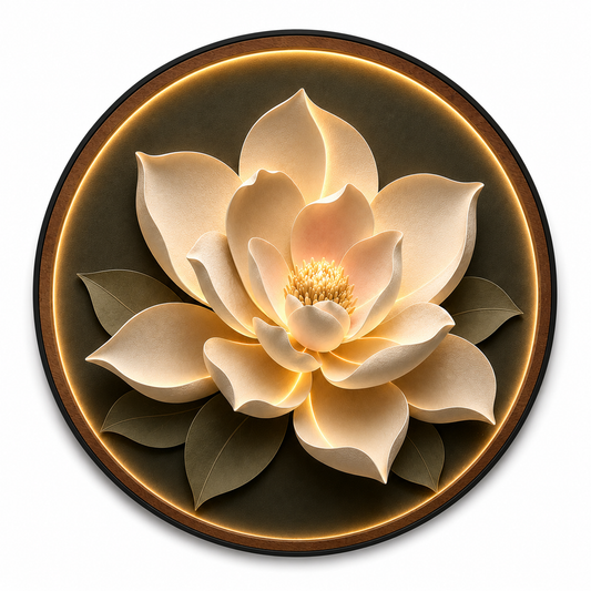White Magnolia LED Wall Art – Elegant Floral Acrylic Light Decor