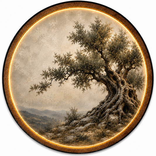 Ancient Olive Timeless Roots LED Wall Art – Nature Decor