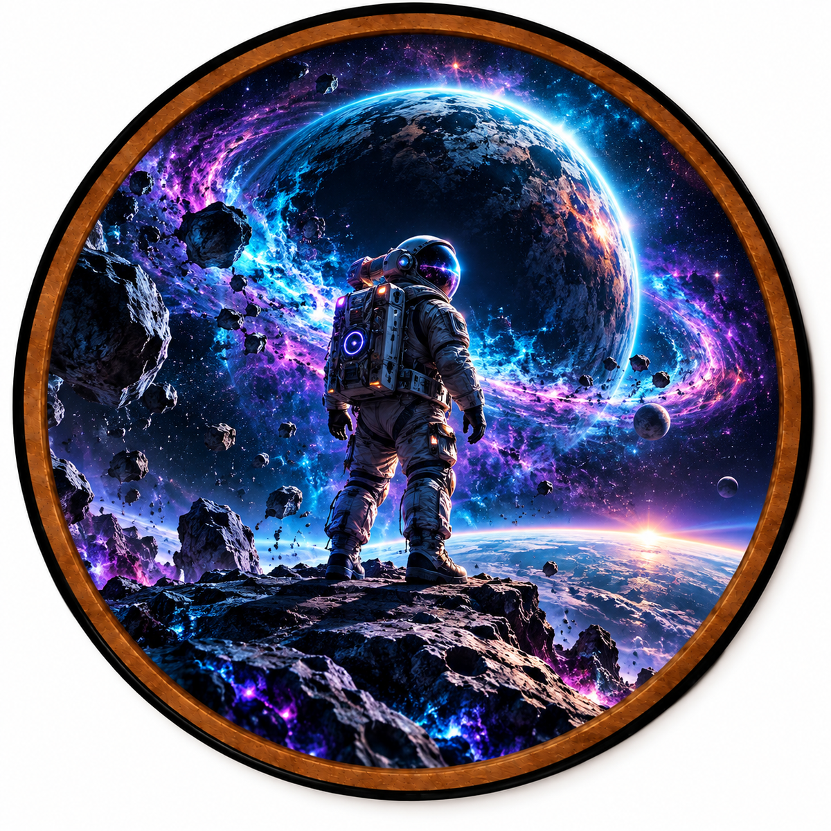Beyond the Cosmos – Handcrafted LED Wall Art | Astronaut & Galaxy Space Decor