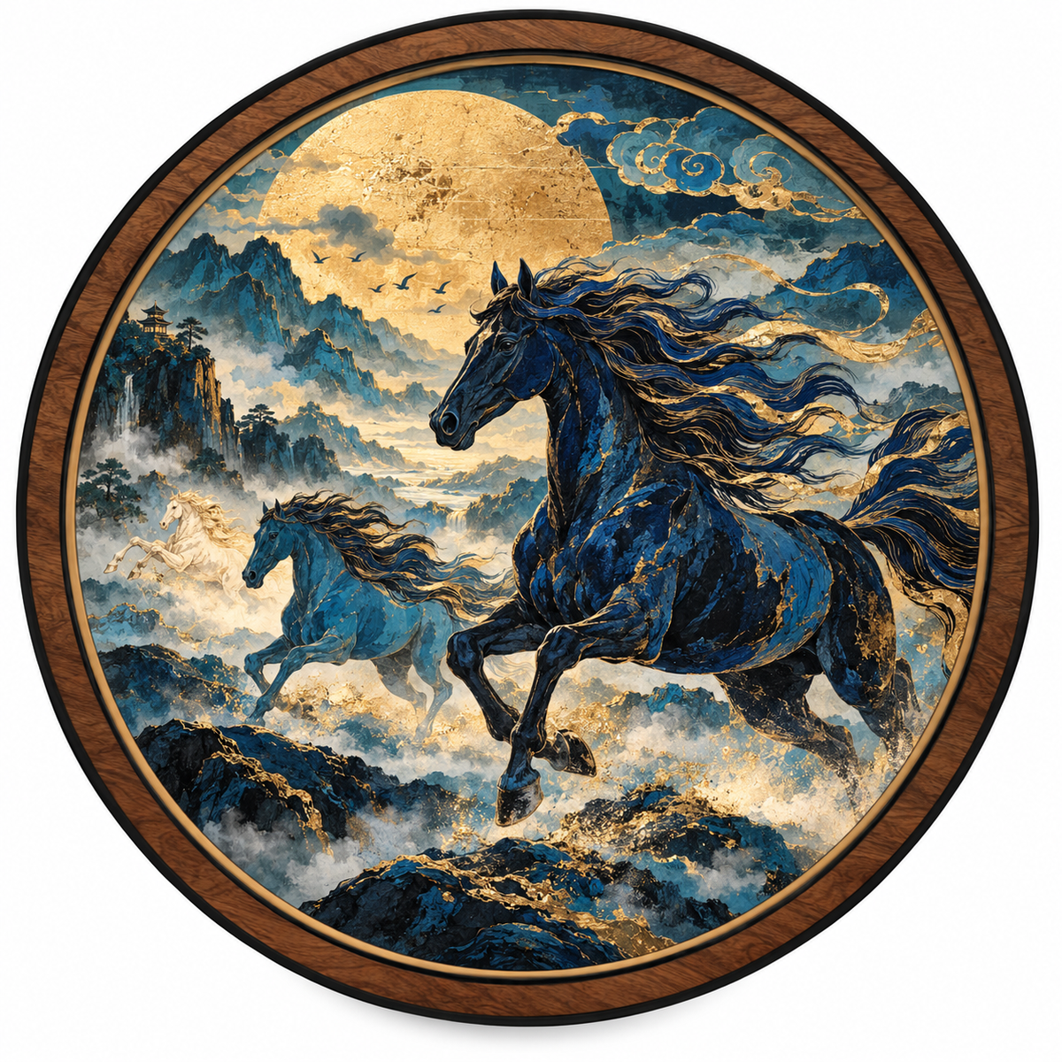 CELESTIAL STALLIONS — GOLDEN HORIZON LED WALL ART