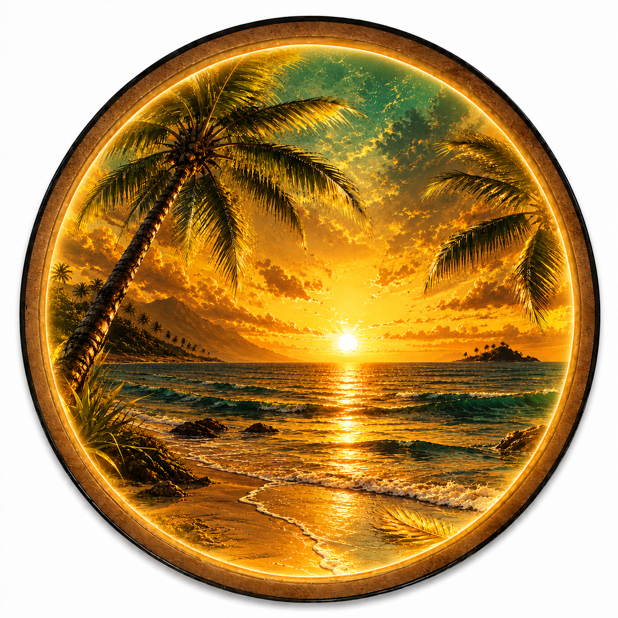 Sunset Cove LED Wall Art – Tropical Palm Beach Decor