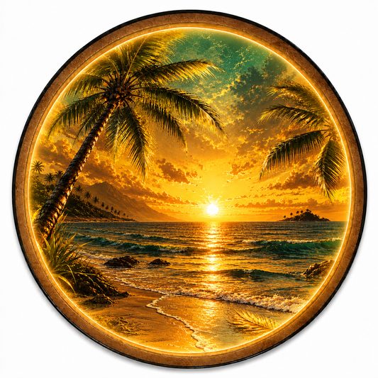 Sunset Cove LED Wall Art – Tropical Palm Beach Decor