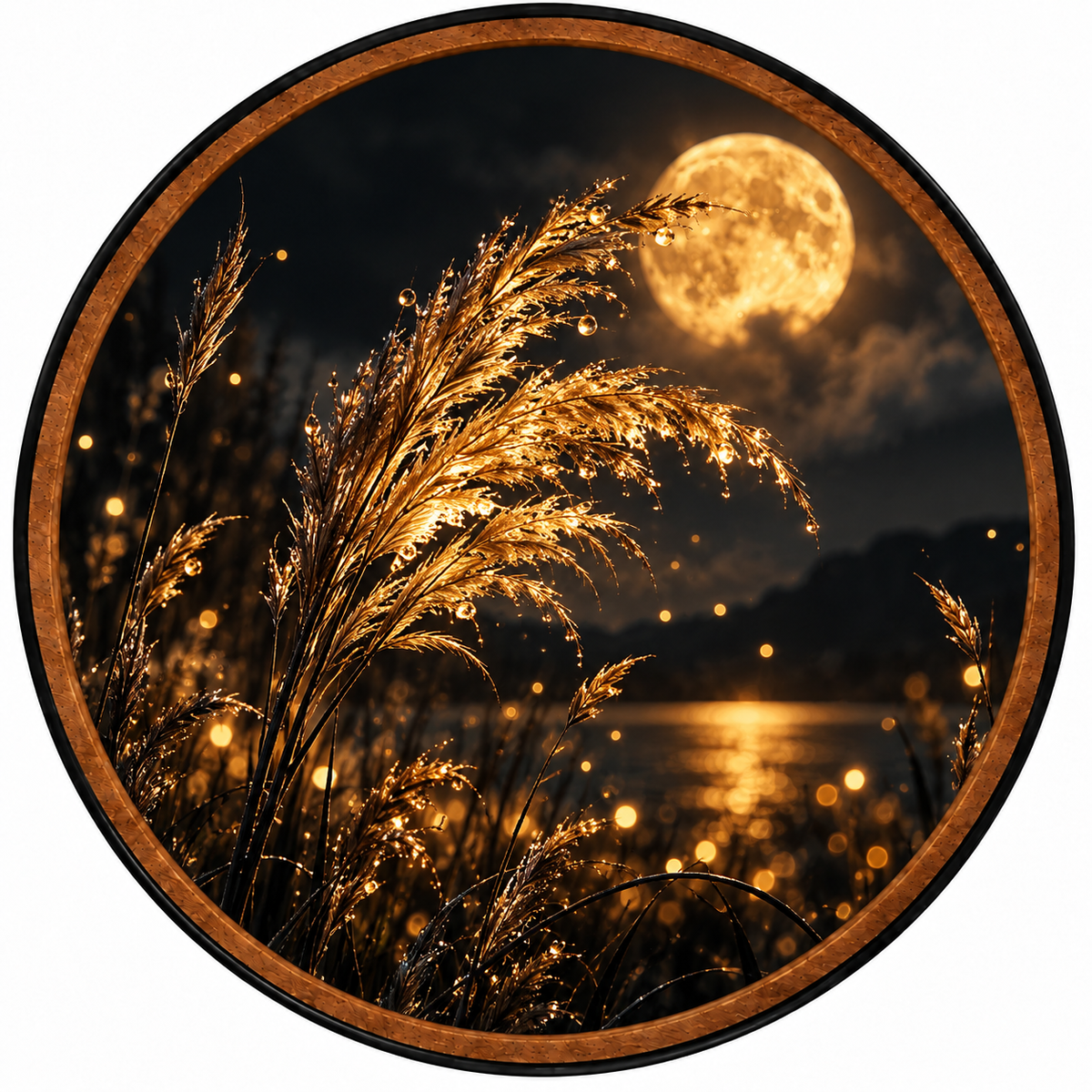 Golden Moonlight – Handcrafted LED Wall Art