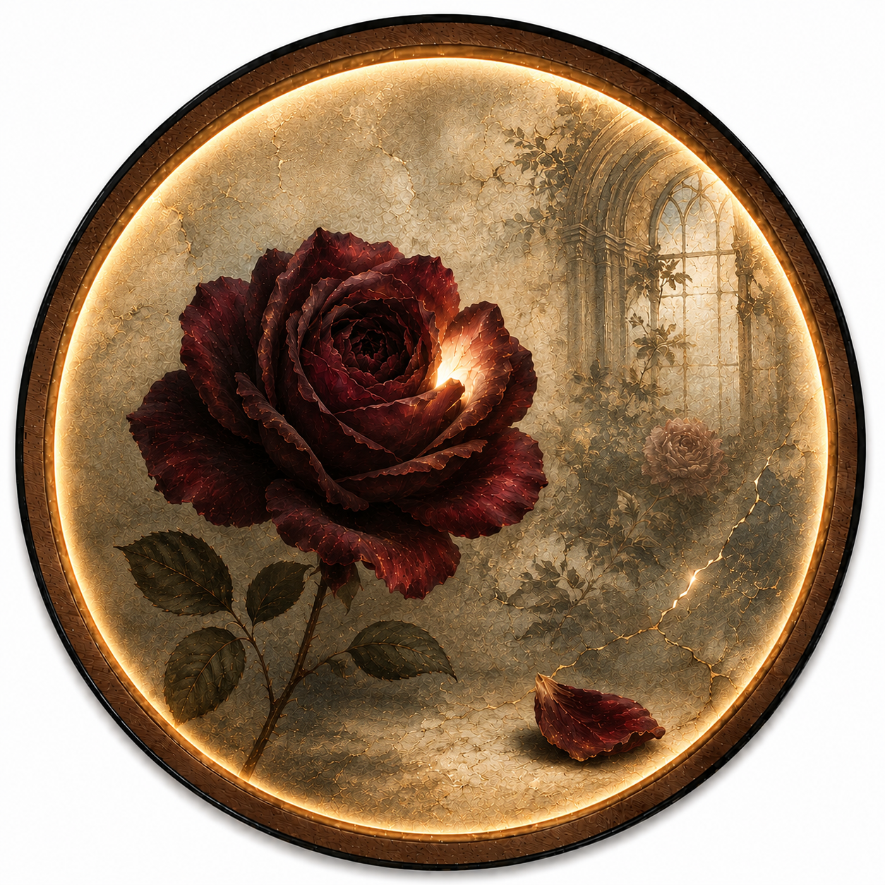 Crimson Reverie LED Wall Art – Romantic Rose Wall Decor