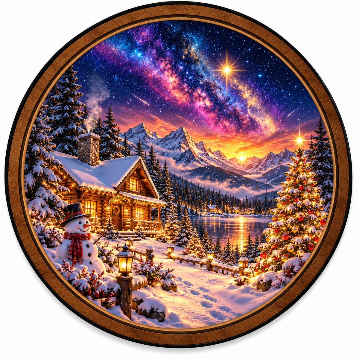 Handcrafted Christmas Tram Village LED Wall Art