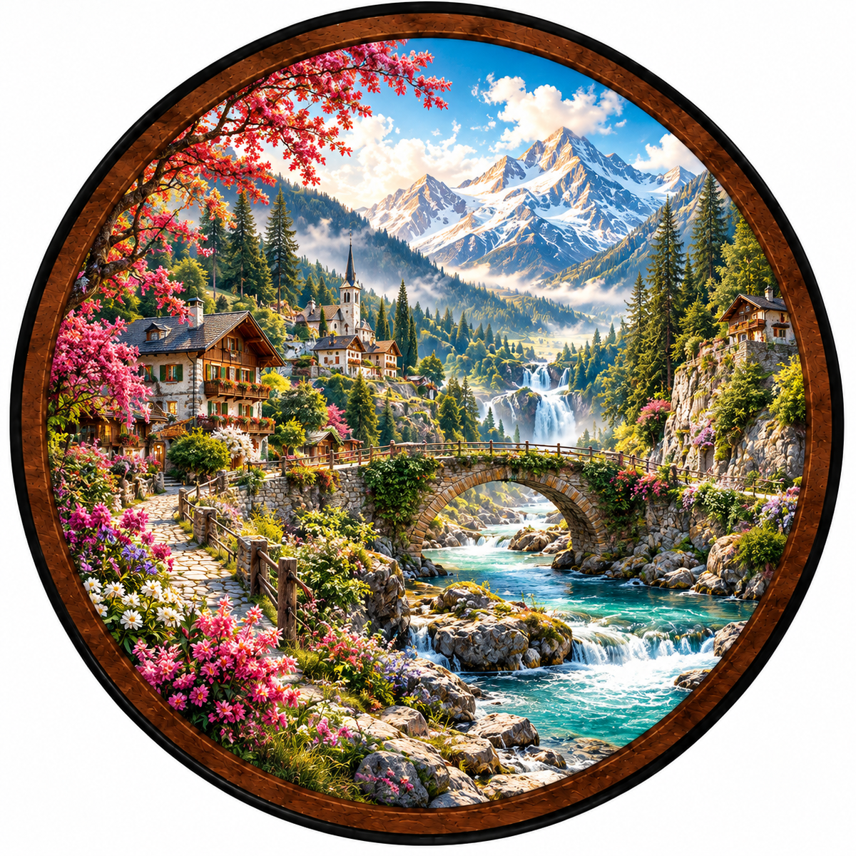 Alpine Spring Paradise – Handcrafted LED Wall Art