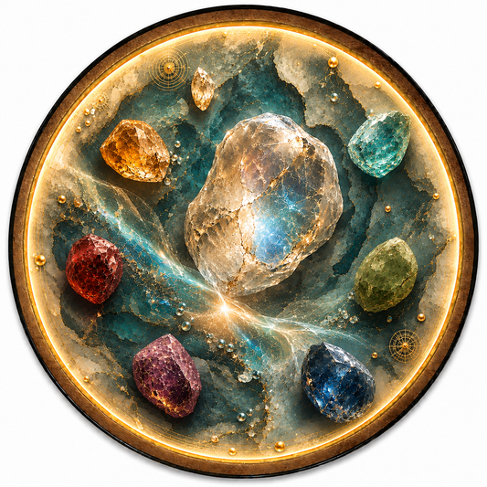 Celestial Gemstone LED Wall Art – Seven Elements Round Decor