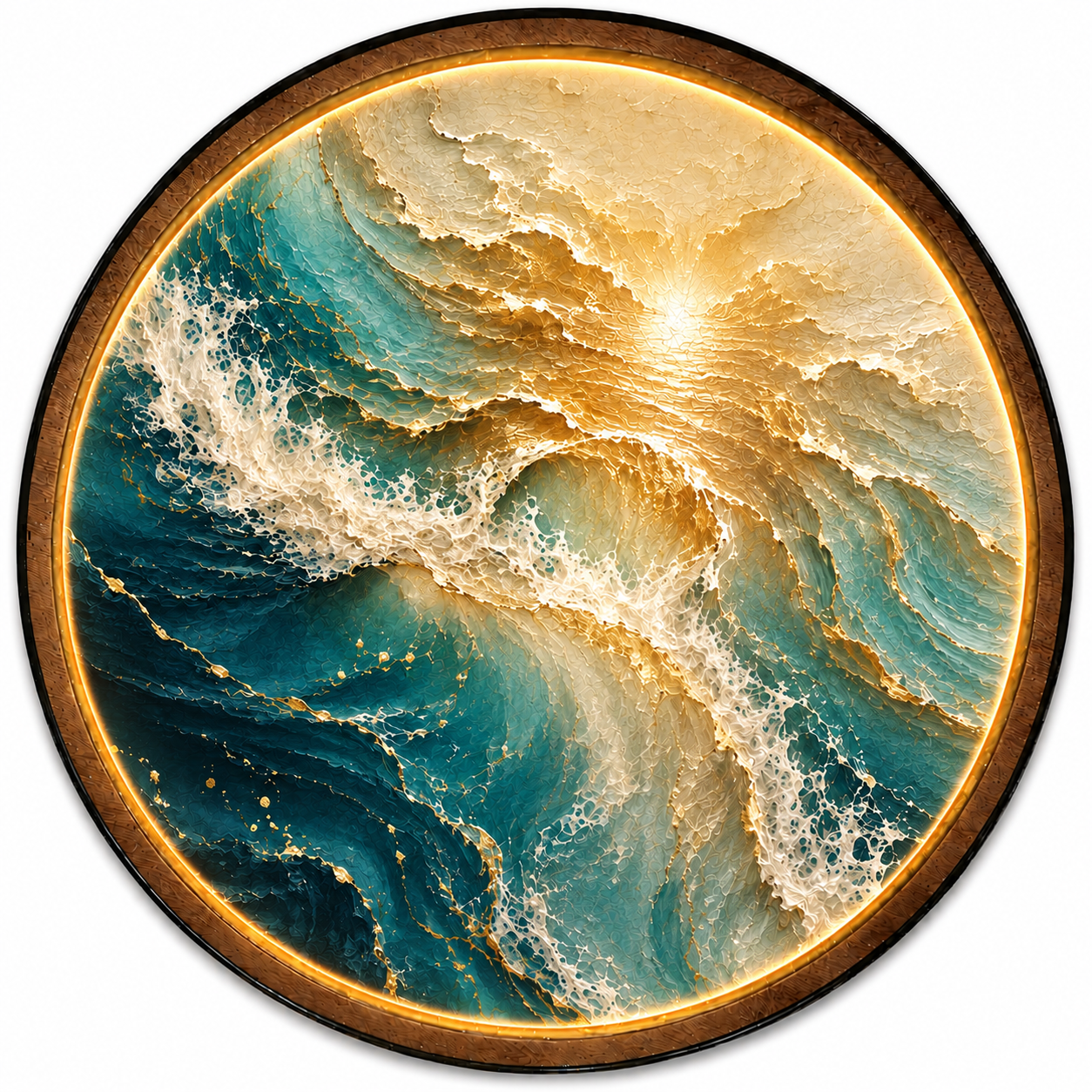 Golden Tide LED Wall Art – Illuminated Ocean & Coastal Wall Decor