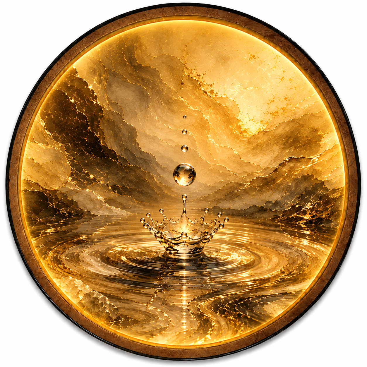 Golden Water Drop LED Wall Art – Luxury Crown Splash Decor