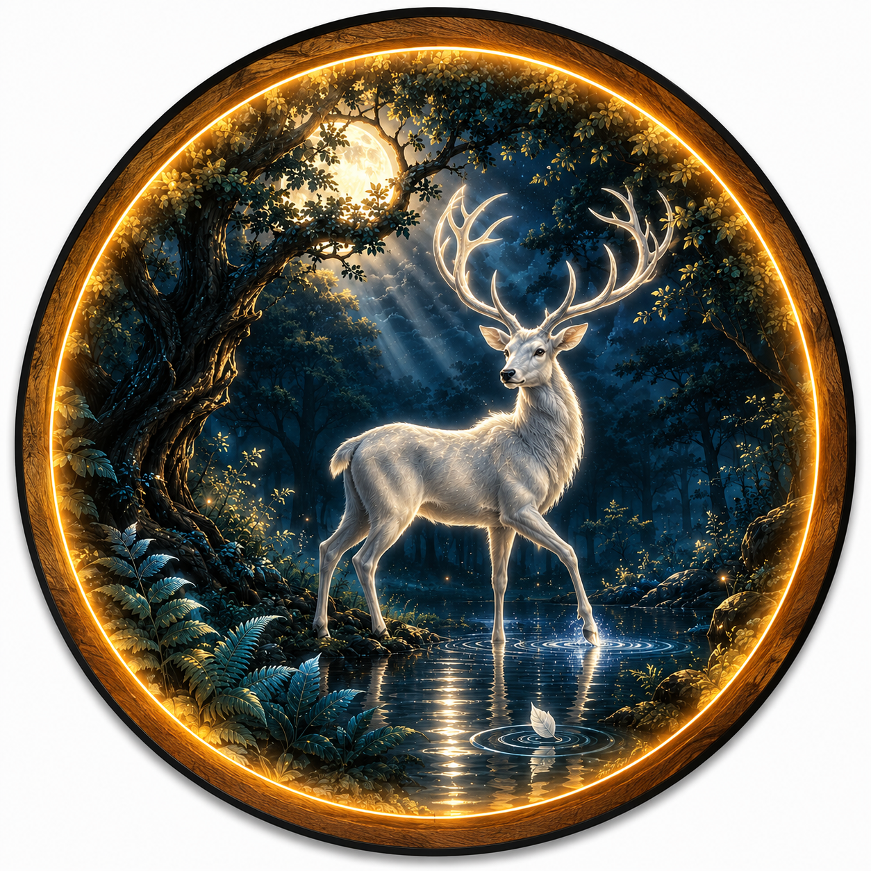 Silver Stag LED Wall Art – Moonlit Forest Deer Decor