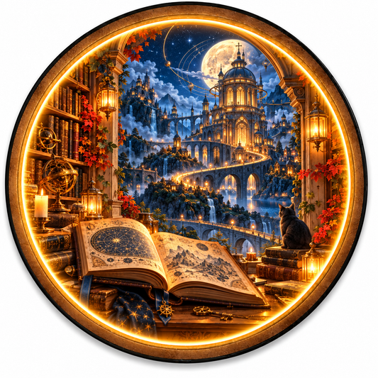 Celestial Library Kingdom LED Wall Art – Fantasy Castle Decor