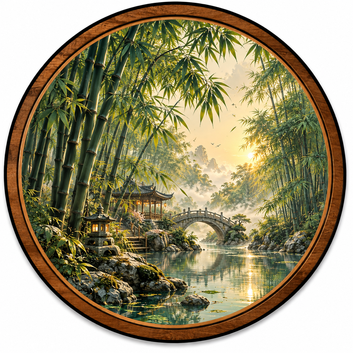 Handcrafted Bamboo Garden Sanctuary LED Wall Art