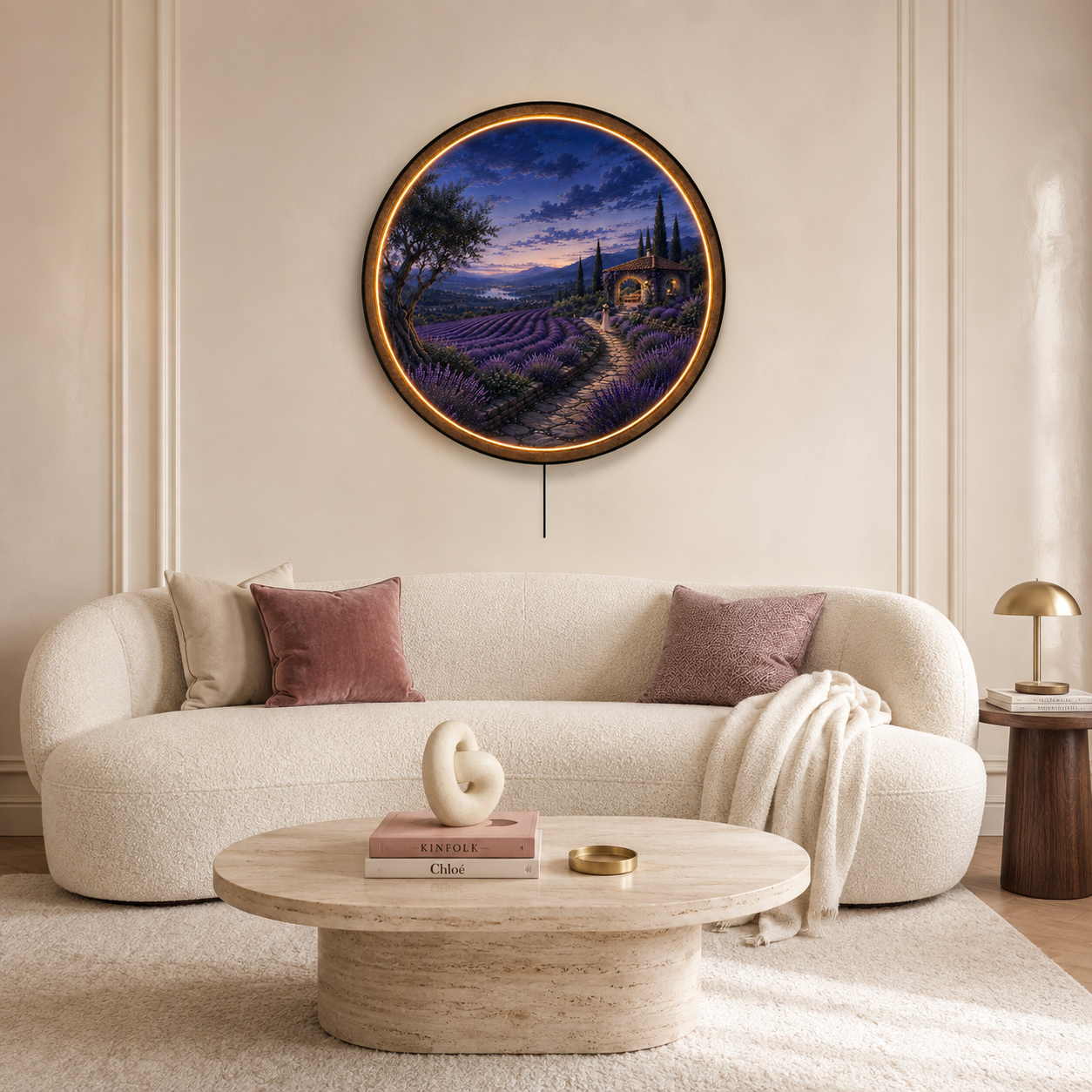 Lavender Twilight LED Wall Art – Provence Evening Landscape