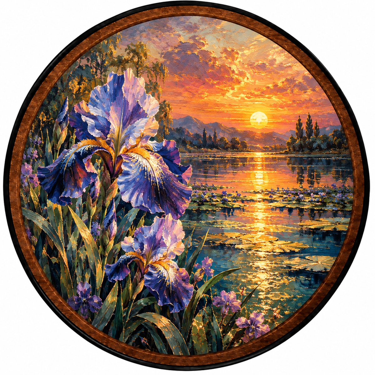 Golden Iris Sunset – Handcrafted LED Wall Art