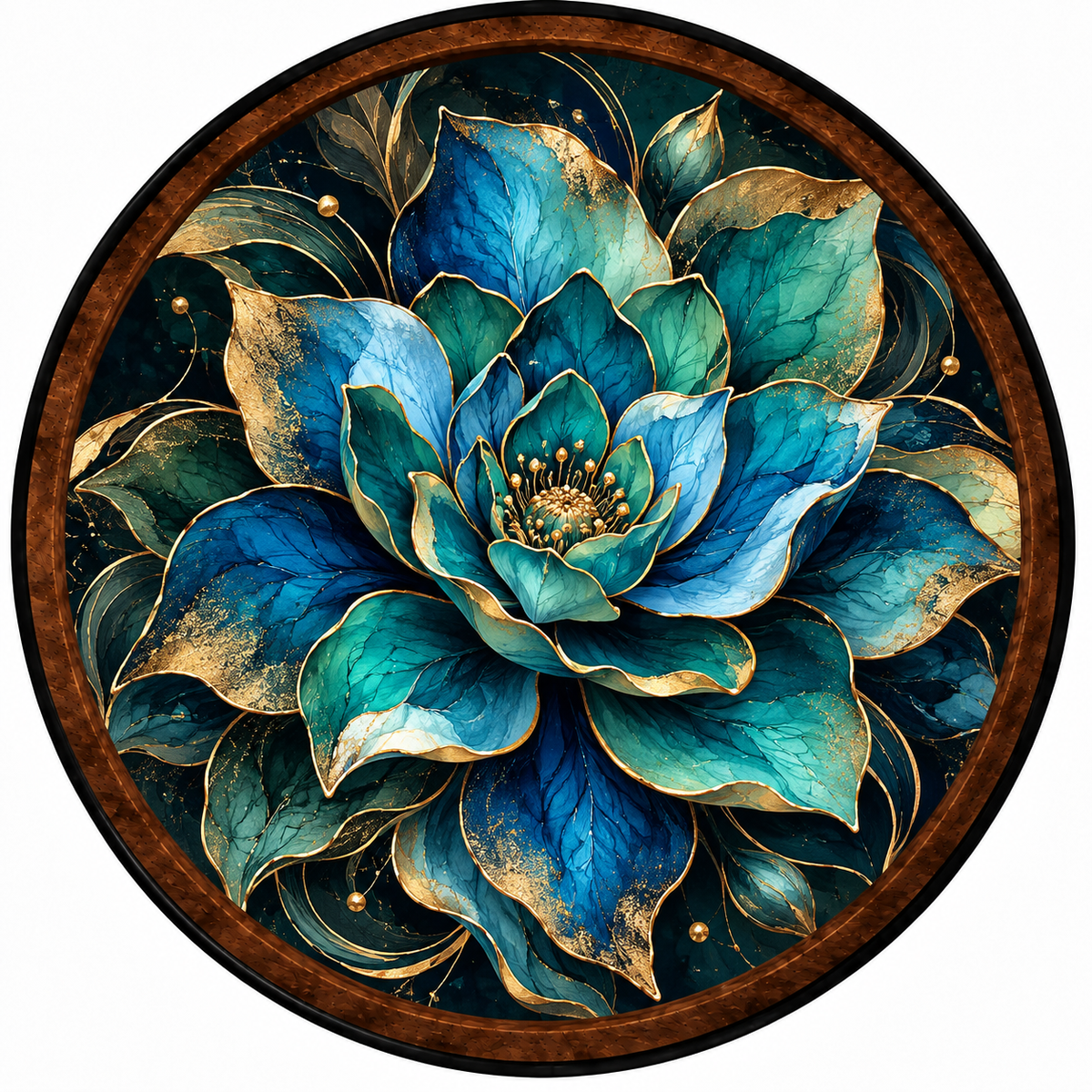 Sapphire Lotus – Handcrafted LED Wall Art