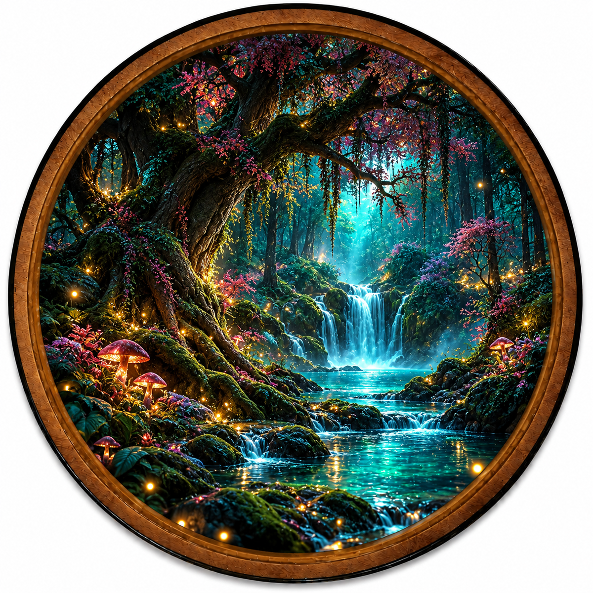Enchanted Forest Waterfall Fairy Lights LED Wall Art