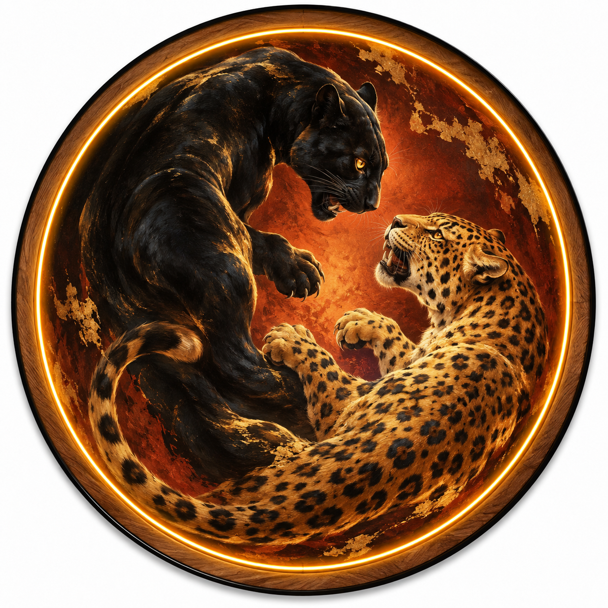 Black Panther & Leopard LED Wall Art – Wild Feline Decor