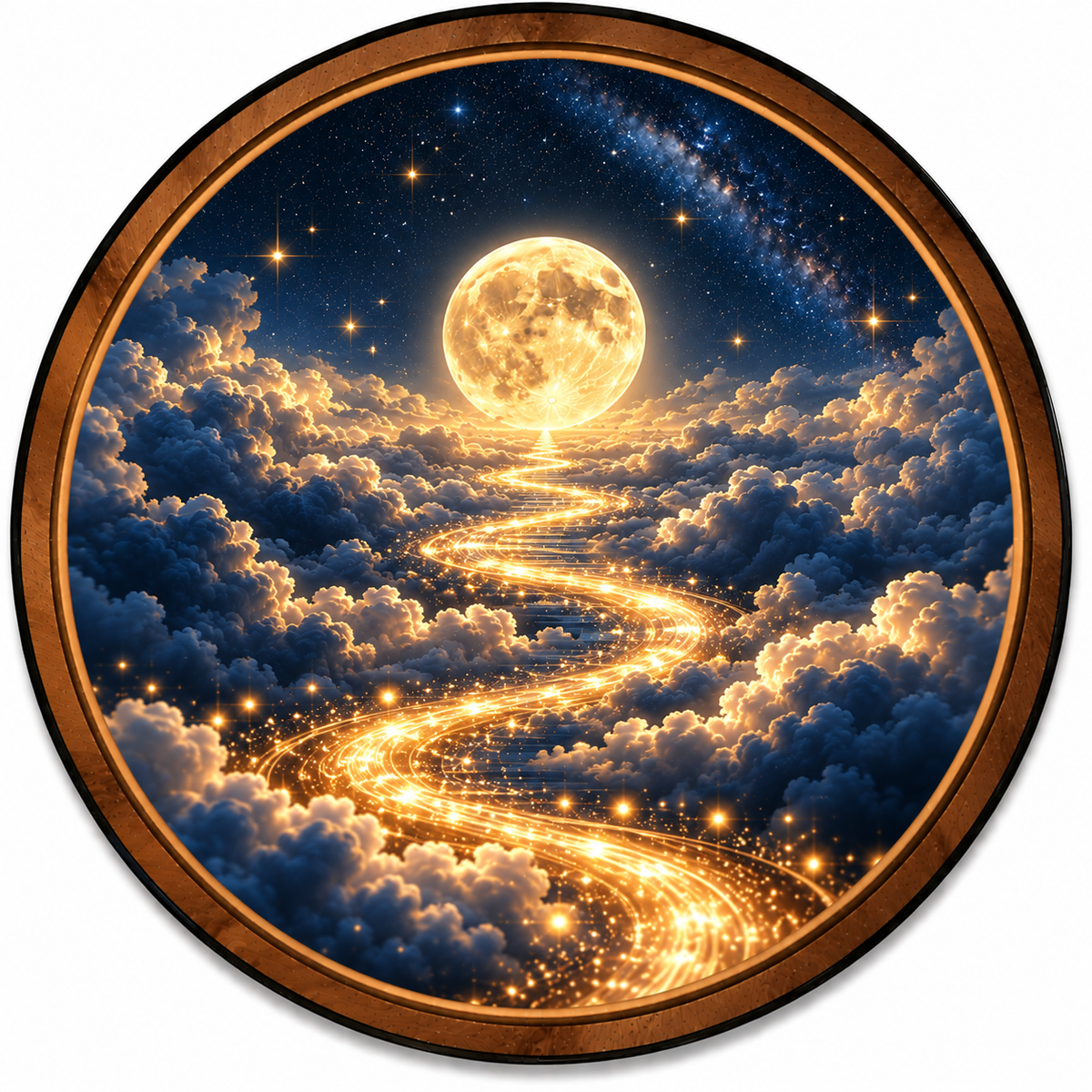 Handcrafted Golden Path to the Moon LED Wall Art