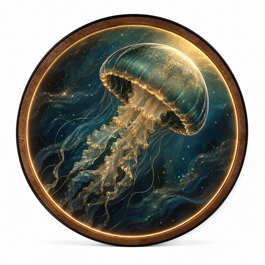 Glowing Moon Jellyfish LED Wall Art – Premium Round Acrylic Decor