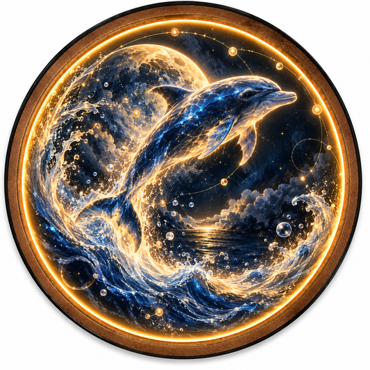 Celestial Tide Dolphin LED Wall Art – Moonlit Ocean Decor