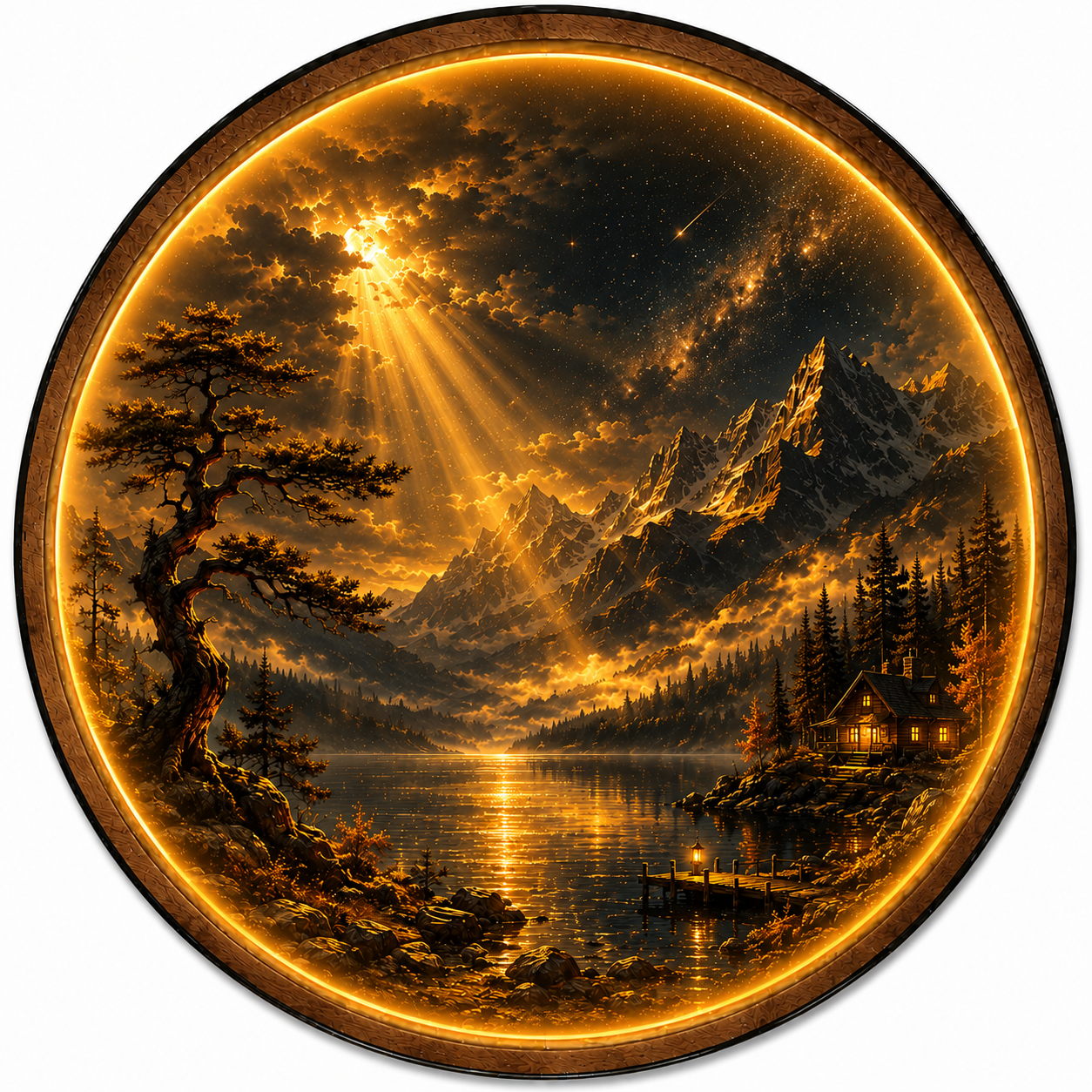 Heavenly Passage LED Wall Art – Mountain Lake Nature Decor