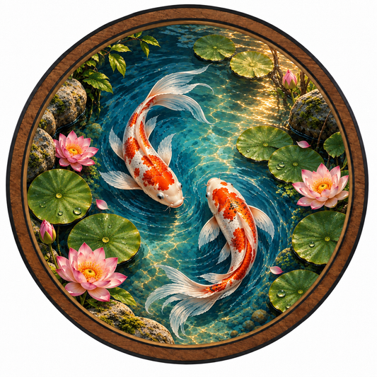 Koi Serenity LED Wall Art – Lotus Pond Zen Decor
