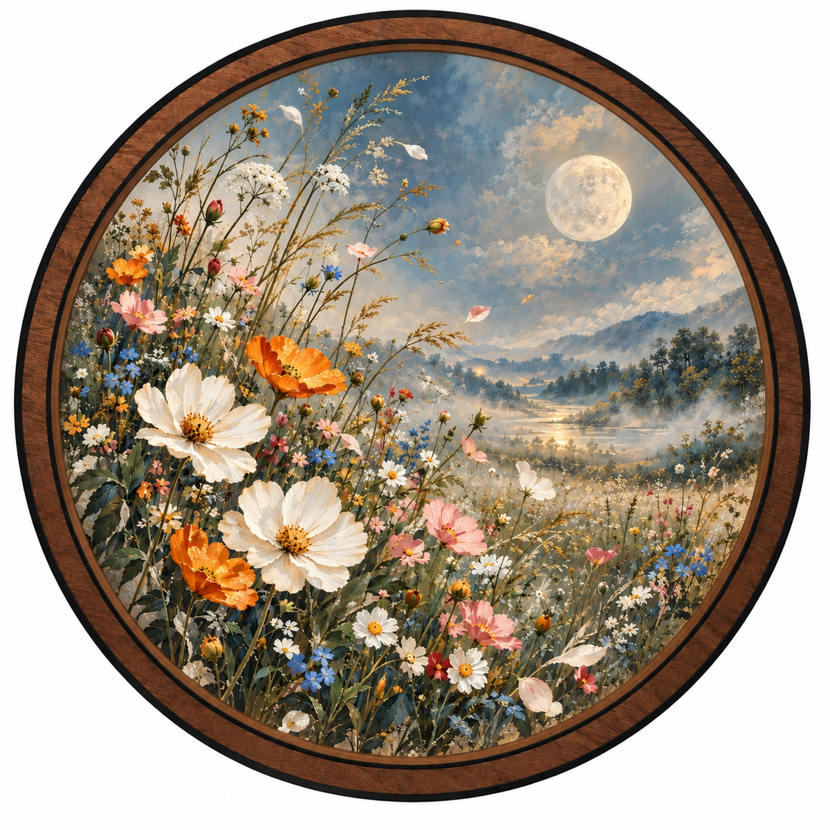 Moonlit Wildflower Meadow LED Wall Art – Floral Nature Decor