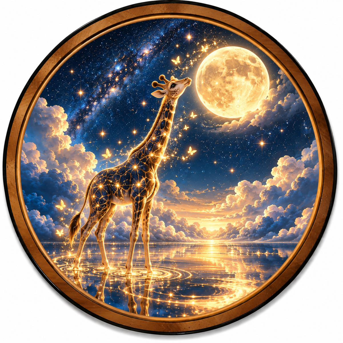 Handcrafted Celestial Giraffe Moonlight LED Wall Art