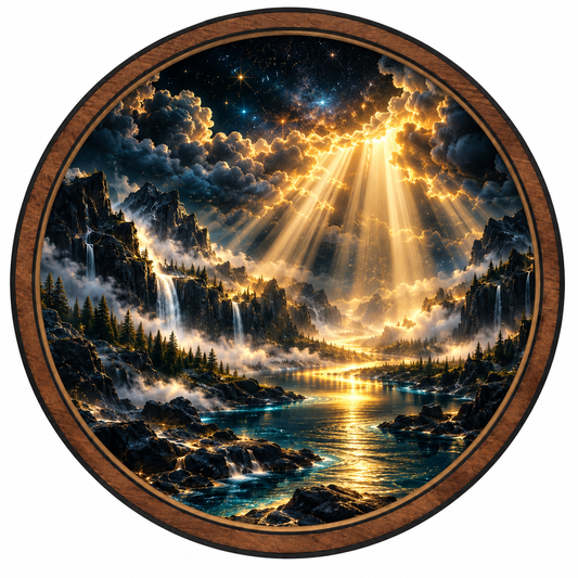 Celestial Breakthrough — Golden Valley LED Wall Art