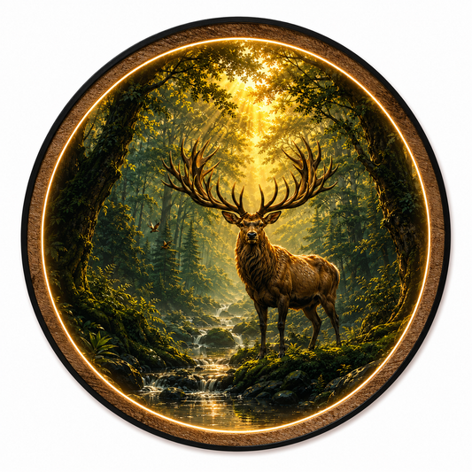 Majestic Forest Stag LED Wall Art – Illuminated Nature Wall Decor