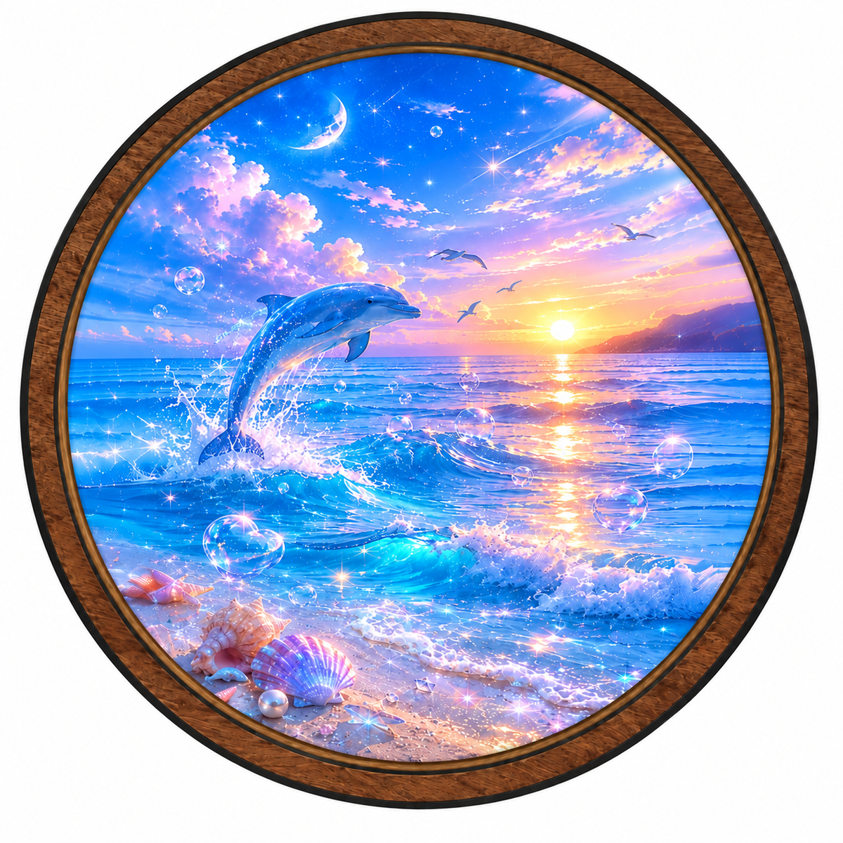 Dreamy Dolphin Sunset – Ocean Magic LED Wall Art