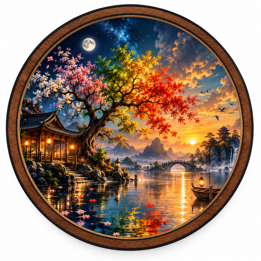 Four Seasons Harmony – Moonlit Garden LED Wall Art