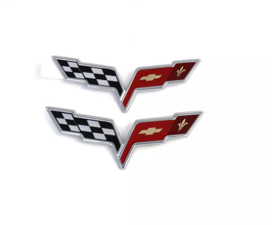 2 Pack Cross Flags Emblem