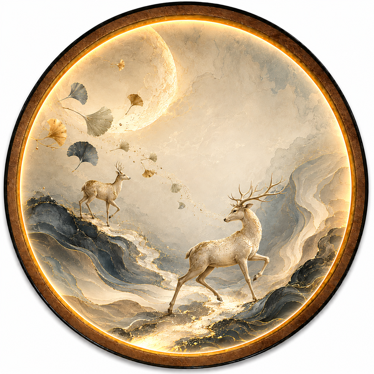 Moonlit Grace LED Wall Art – Illuminated Deer Nature Wall Decor