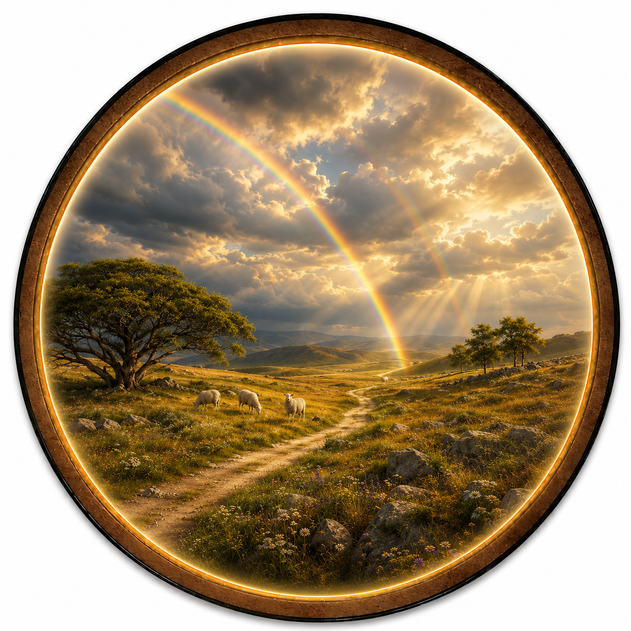 Golden Meadow LED Wall Art – Illuminated Countryside Landscape Decor