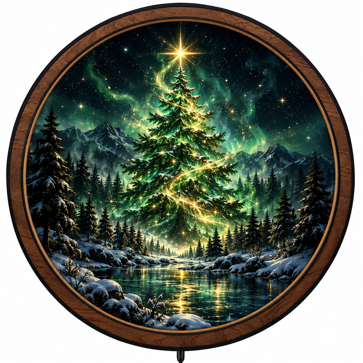 Evergreen Star Glow LED Wall Art – Enchanted Christmas Forest