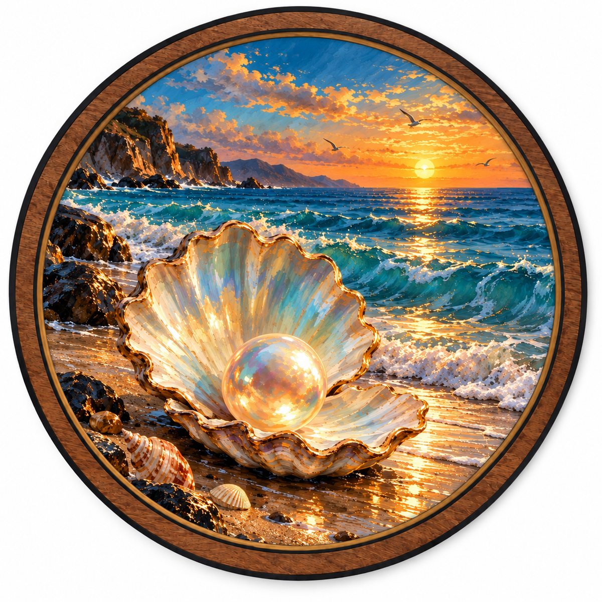 Ocean Pearl – Golden Sunset LED Wall Art