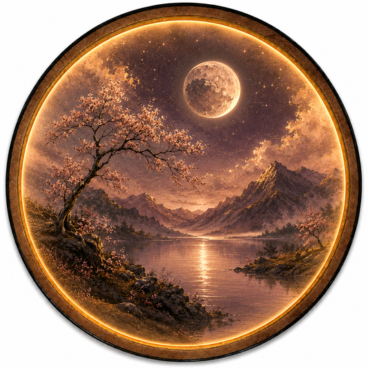 Moonlit Cherry Blossom LED Wall Art – Mountain Lake Decor