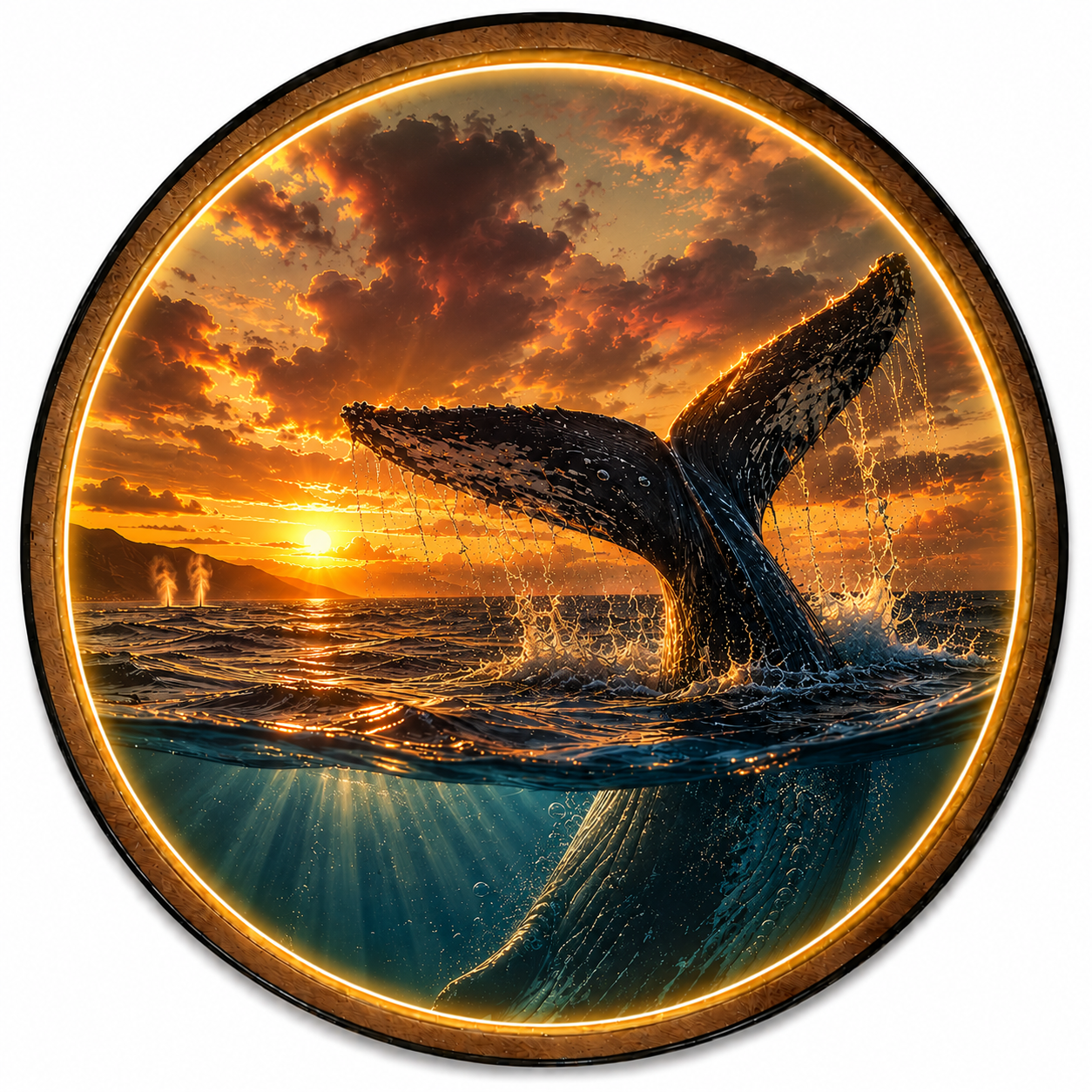 Last Light Whale LED Wall Art – Ocean Sunset Coastal Decor