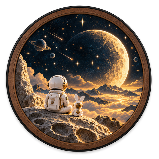 Astronaut & Rabbit Cosmic Horizon LED Wall Art – Space Decor