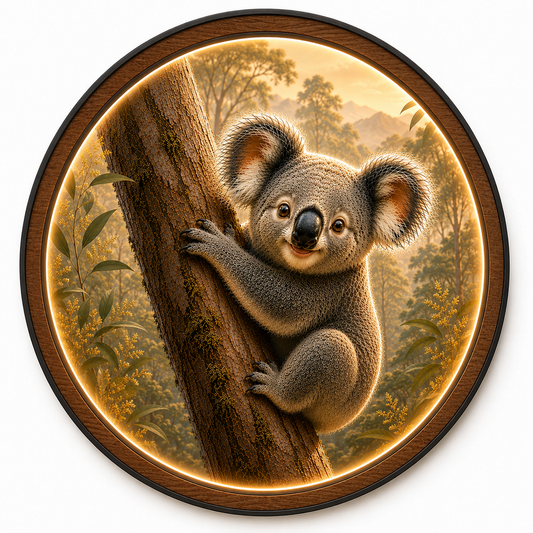 Koala LED Wall Art – Round Illuminated Acrylic Wildlife Decor