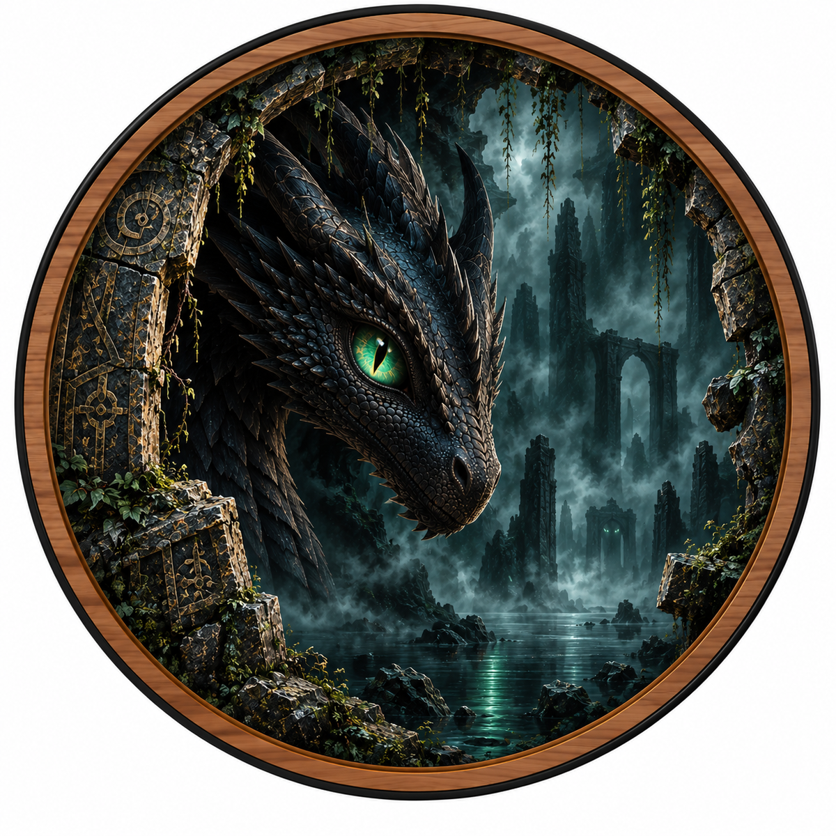 Shadow Dragon LED Wall Art – Dark Fantasy Ruins Decor