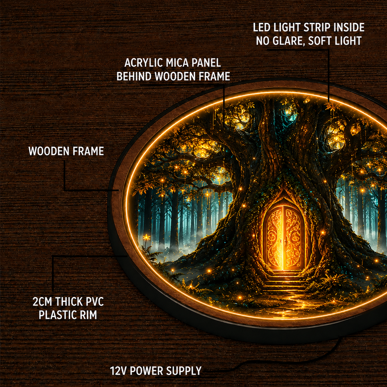 Enchanted Tree Portal LED Wall Art – Magical Forest Light Decor