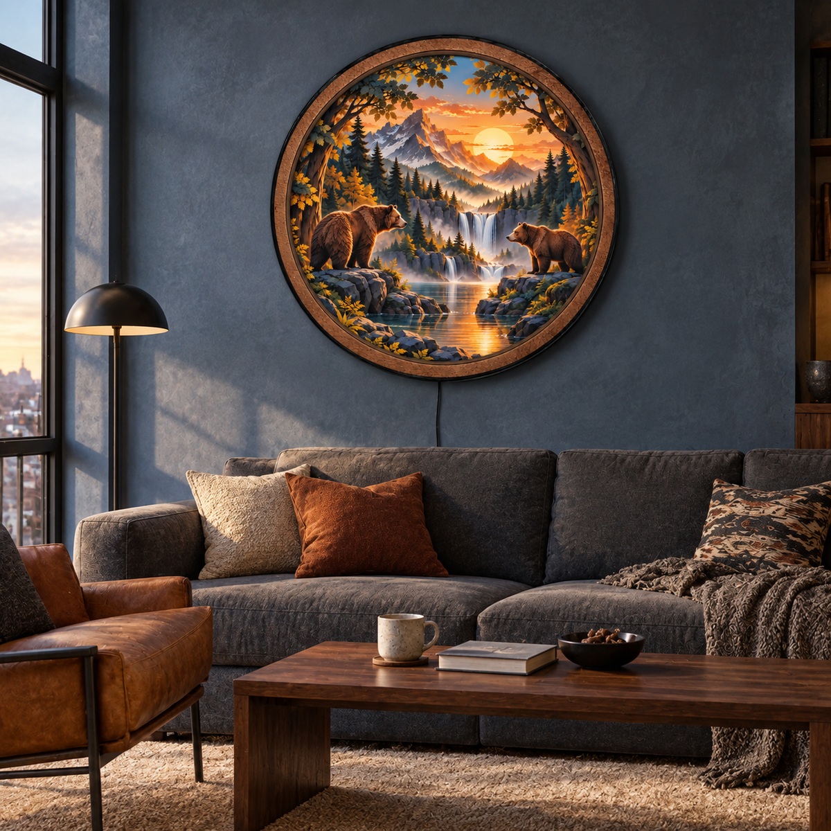 Bear Valley Sunset LED Wall Art – Mountain Wildlife Decor