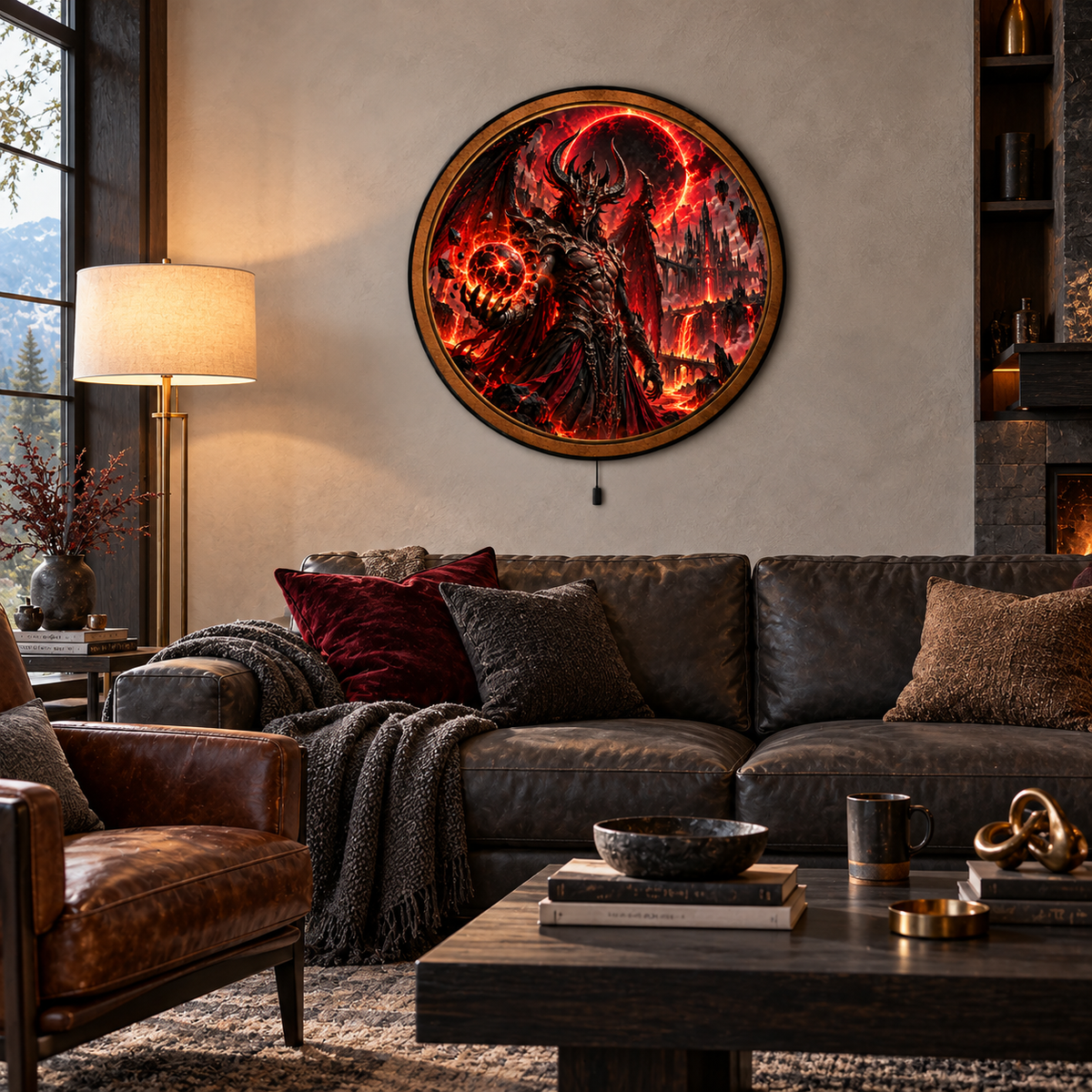 Handcrafted Infernal Demon King Fantasy LED Wall Art