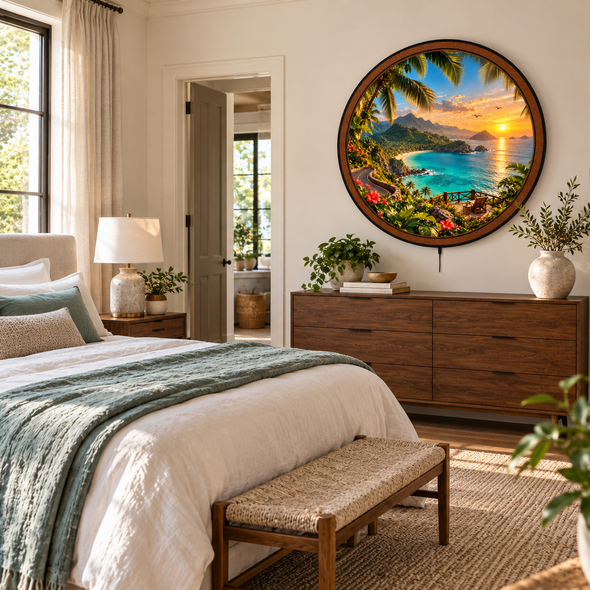 Tropical Island Escape – Coastal Sunset LED Wall Art