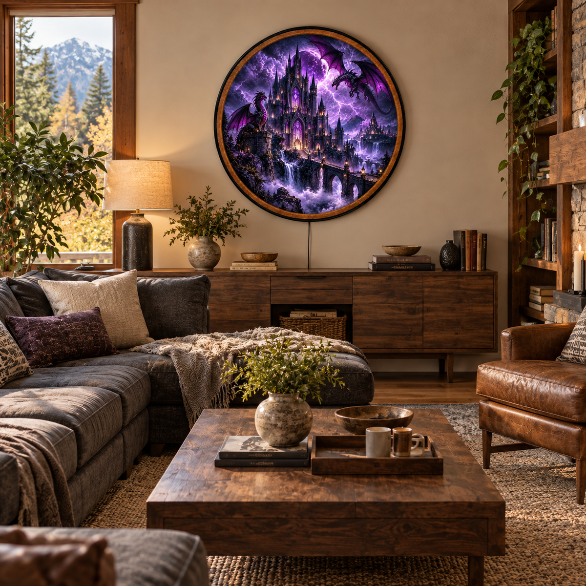 Dragon Kingdom – Handcrafted Round LED Wall Art
