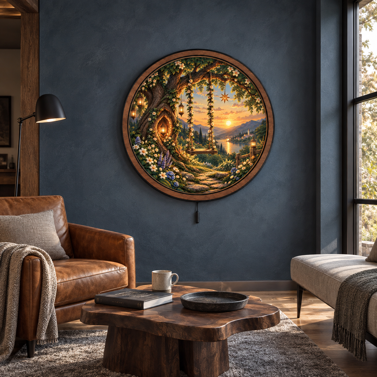 Enchanted Swing — Golden Valley LED Wall Art | Magical Tree Sunset Decor