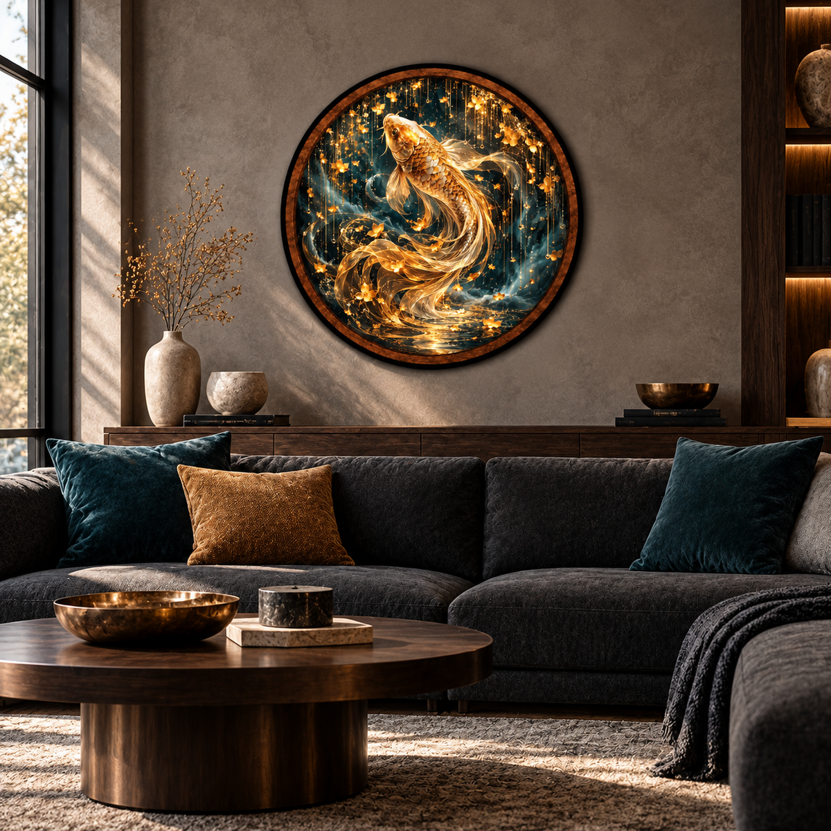 Golden Koi – Handcrafted LED Wall Art